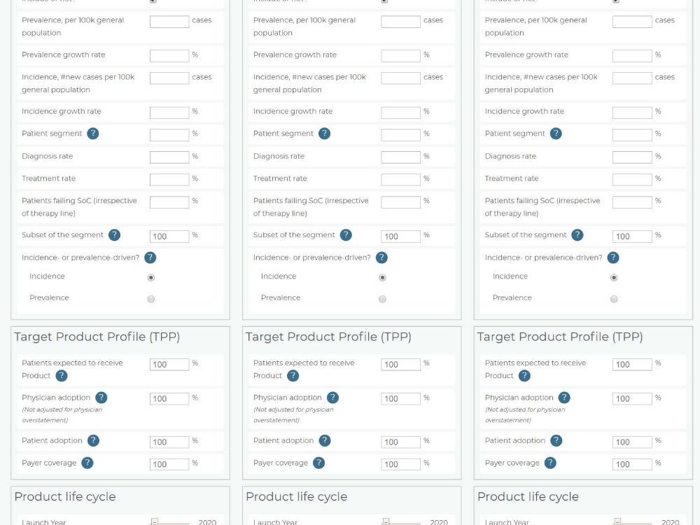 Screenshot of BioHeights revenue calculator